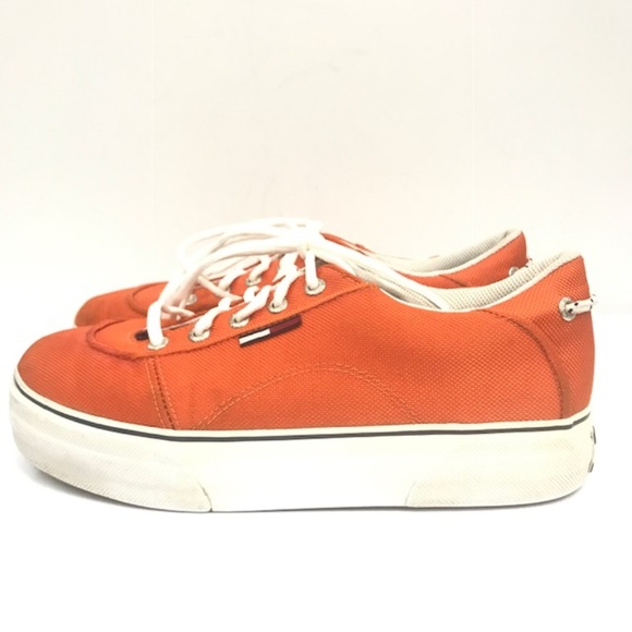 orange platform sneakers